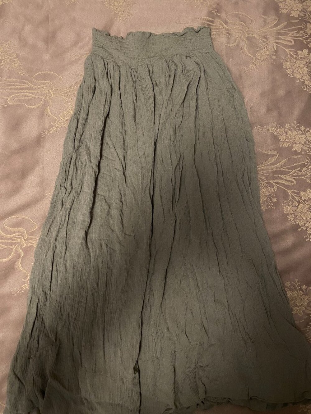 sage green maxi skirt